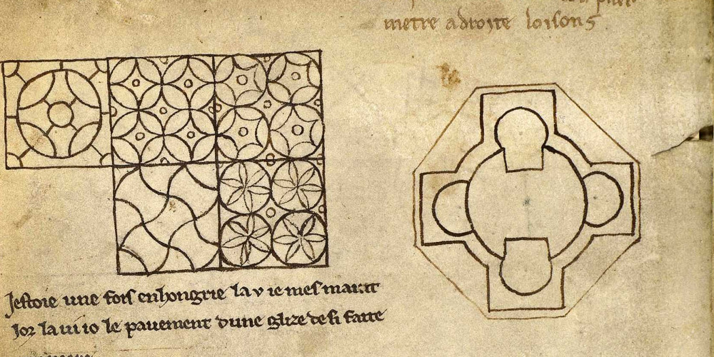 Pavage vu en Hongrie - Pilier composé - Rose rappelant celle de Chartres