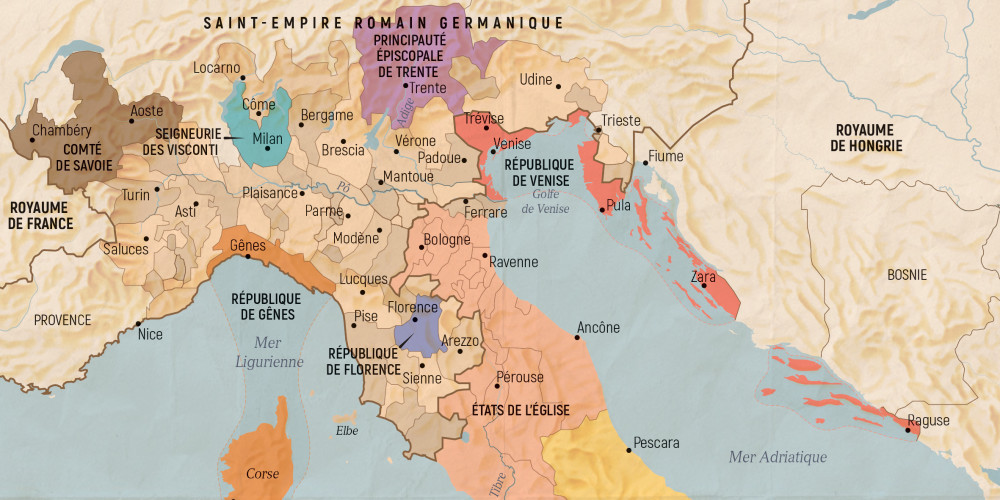 L’Italie de la fin du Moyen Âge (vers 1350)
