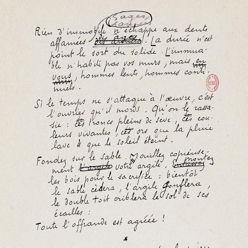 Manuscrit des Stèles de Victor Segalen