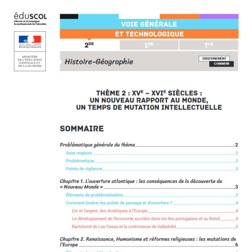 Vignette Ressource d'accompagnement 2de Histoire Renaissance - Eduscol