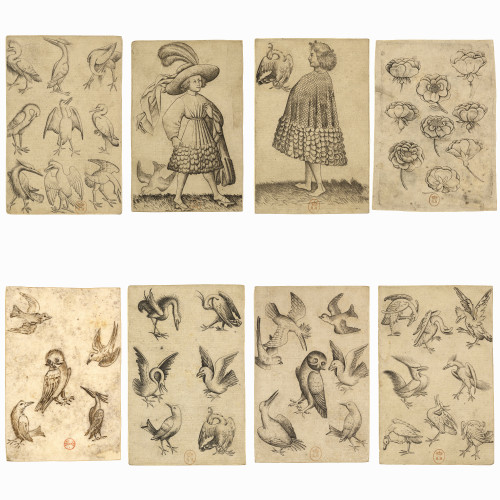 Cartes à motifs animaliers, par le Maitre des cartes à jouer, Oiseaux (et le 9 de Fleurs)