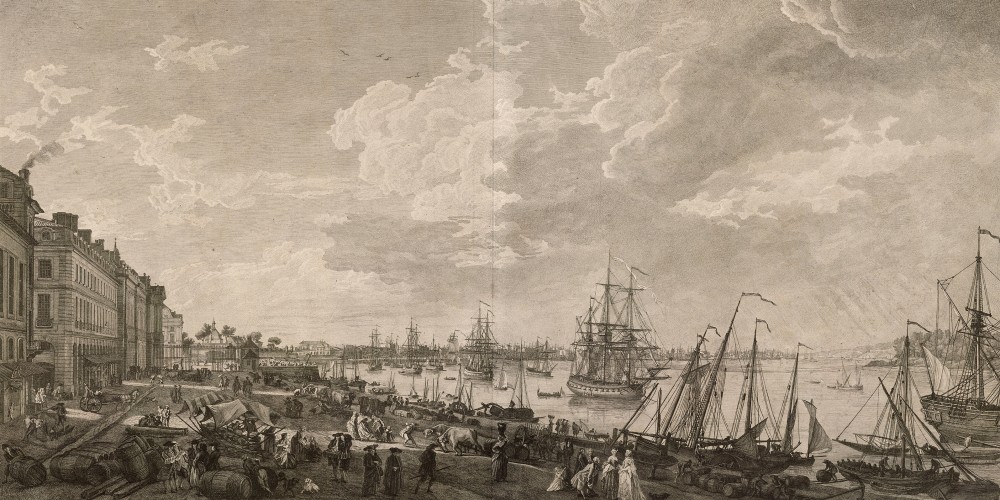 Vue de la ville et du port de Bordeaux prise du côté des salinières