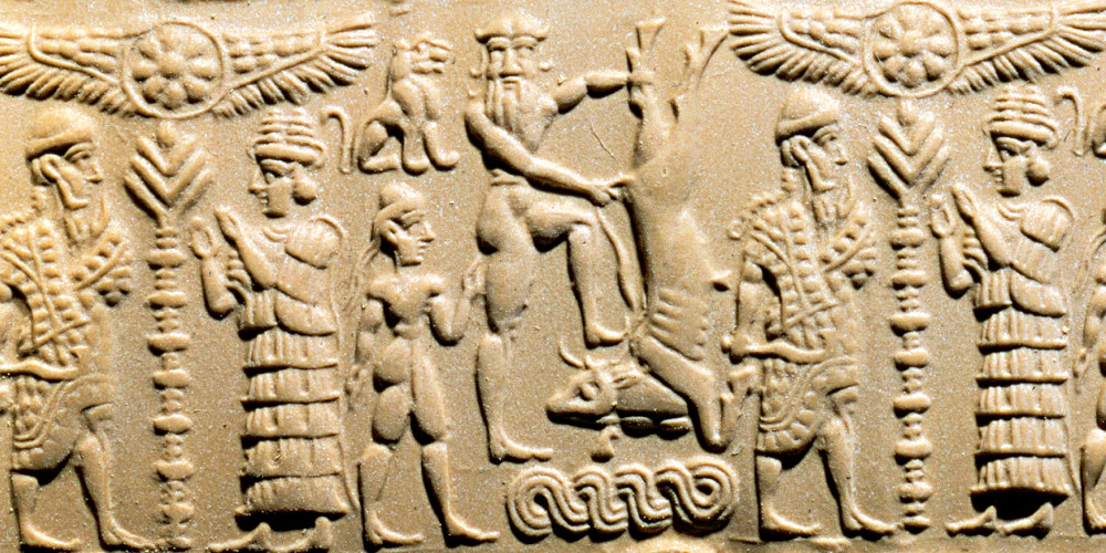 Sceau-cylindre, Gilgamesh domptant un taureau