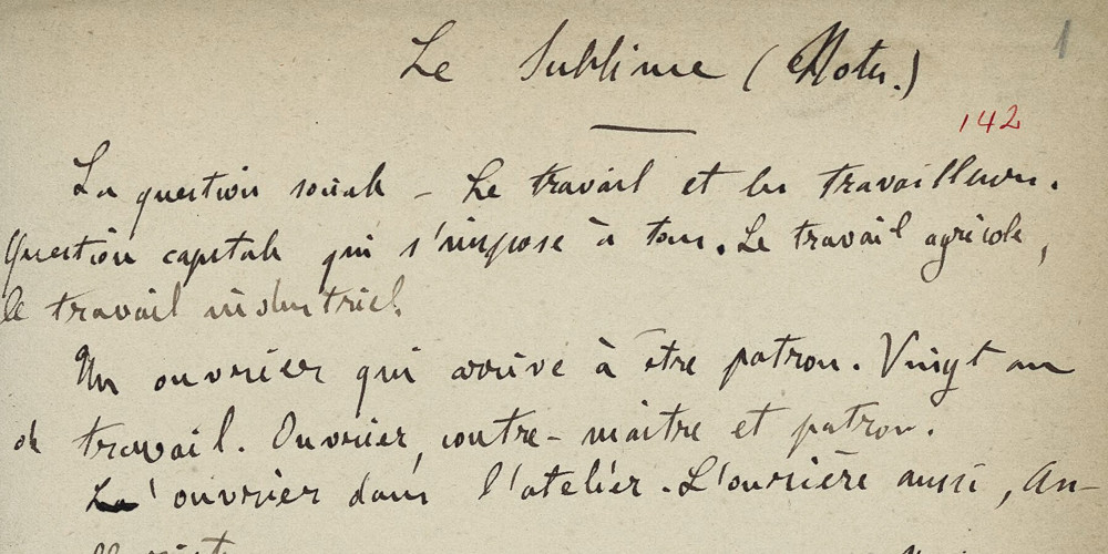 Émile Zola, l'Assommoir, notes sur « le sublime »