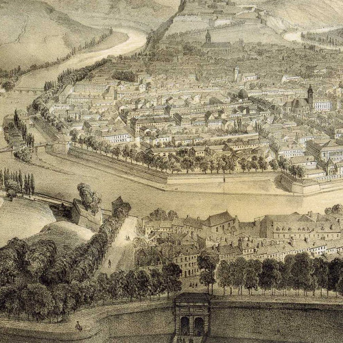 Besançon, vue prise au-dessus de la Porte Battant