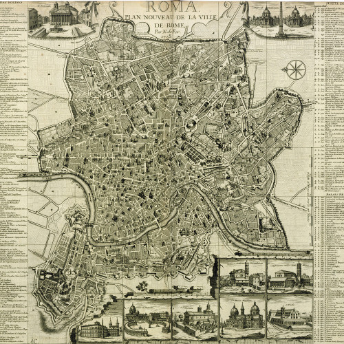 Plan nouveau de la ville de Rome par Nicolas de Fer en 1713