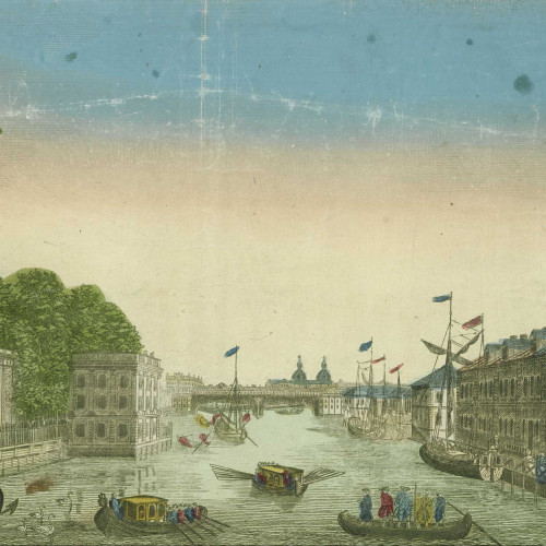 Saint-Pétersbourg : La rivière de Fontanka, entre la grotte et le magasin des Provisions de la cour