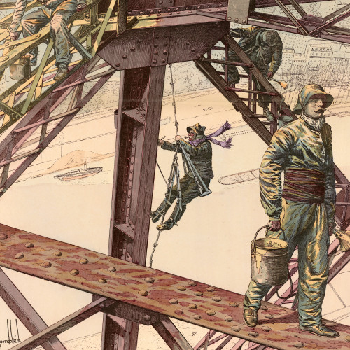 Ouvriers peignant la Tour Eiffel