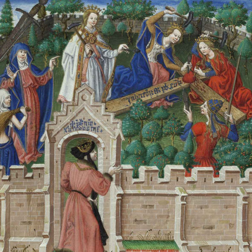 Crucifiement du coeur sur le bois de la croix sous le regard de René d’Anjou