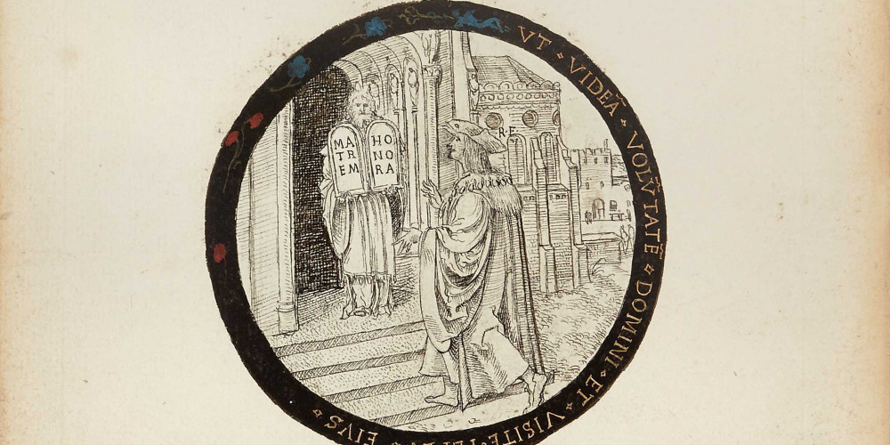 8e rondeau : Moïse, portant les Tables de la Loi, apparaît à François Ier sur le parvis d’une église