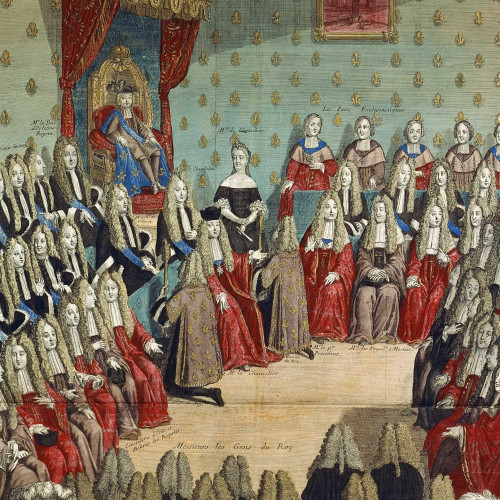 Le roi Louis XV tenant son lit de justice en son Parlement où il a déclaré Mr le duc d’Orléans régent du Royaume le 1er janvier 1716
