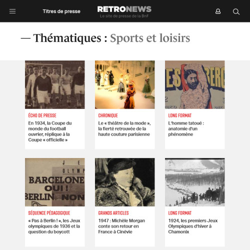 [Vignette] Retronews Sports et loisirs