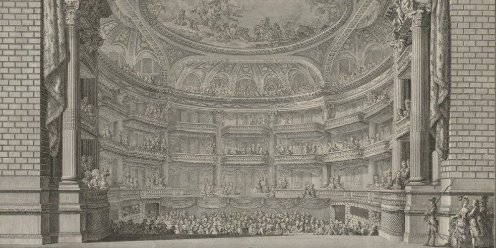 Intérieur de la salle de spectacle de Bordeaux vue de la scène