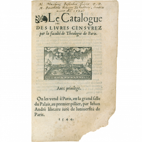 Le Catalogue des livres censurez par la Faculté de théologie de Paris