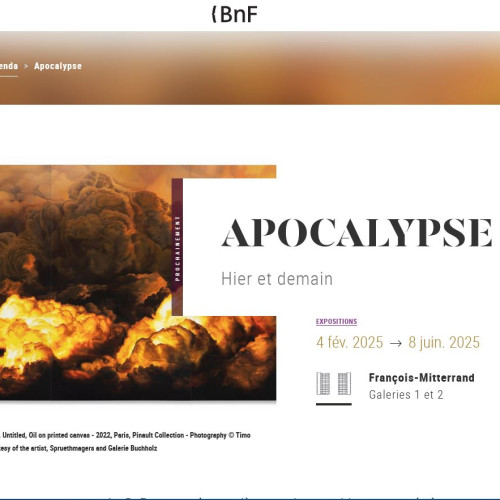 Page d'accueil de l'exposition Apocalypse