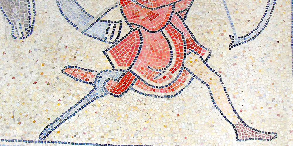 Mosaïque représentant un archer amputé d'une jambe