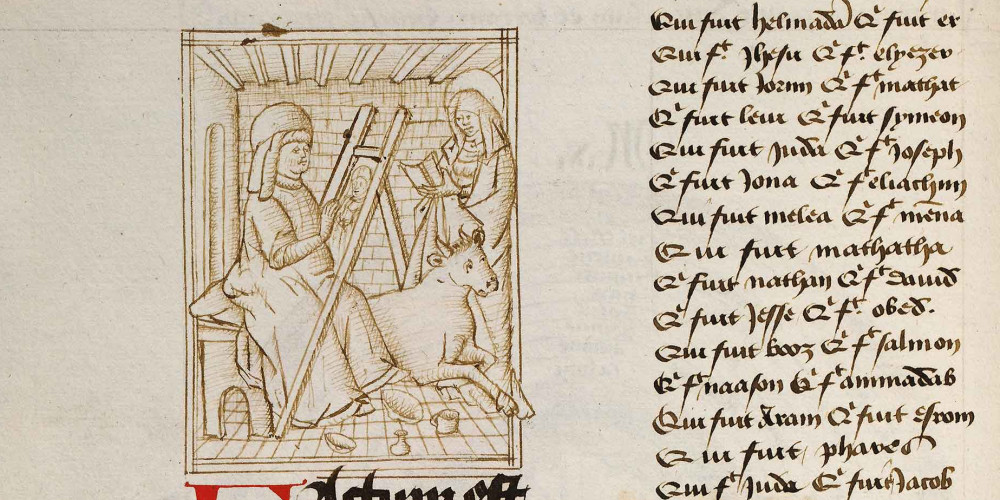 Saint Luc peignant la Vierge. Dessin de Miélot copié d’après celui du Tavernier