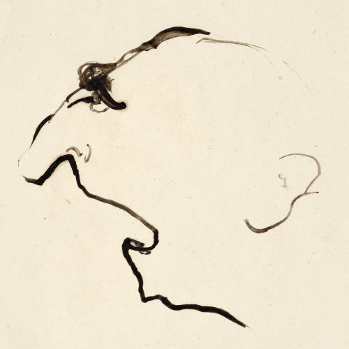 Profil d'homme tendu en avant, bouche ouverte