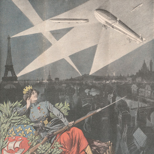 Passage des zeppelins allemands au dessus de Paris