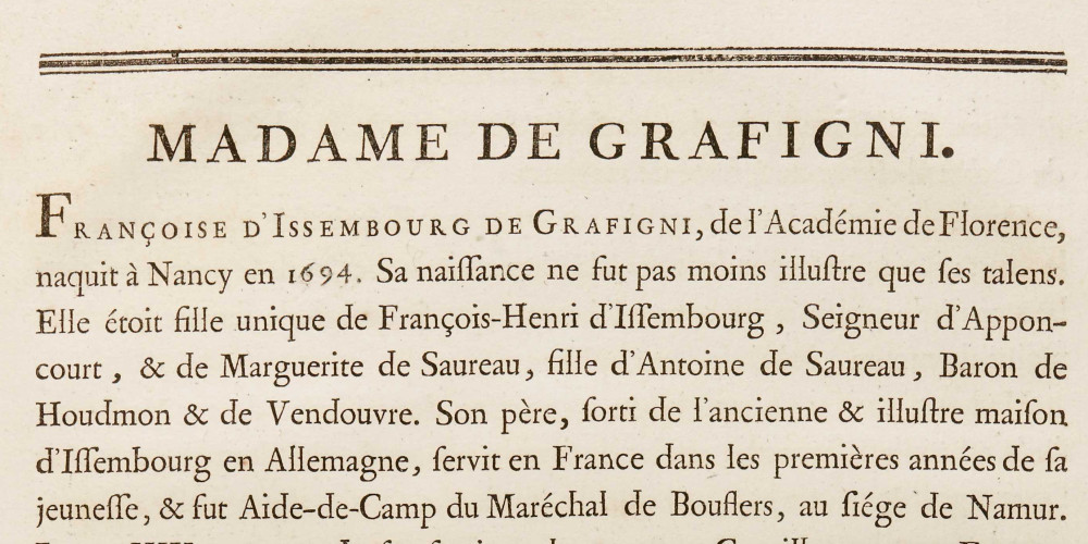 Madame de Grafigni, notice biographique