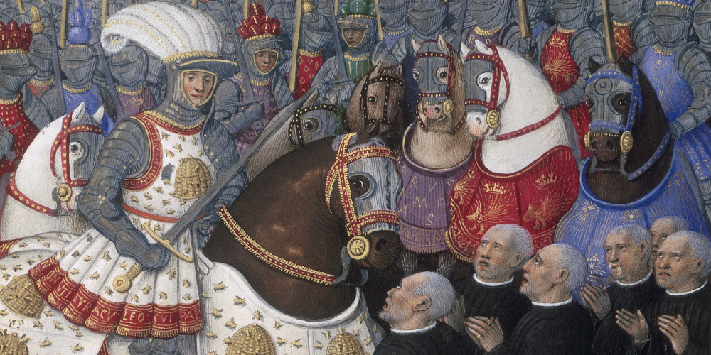 Six bourgeois de Gênes demandant grâce à genoux devant Louis XII
