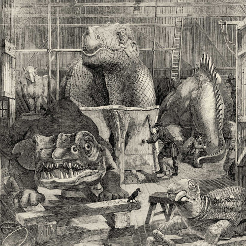 Atelier de fabrication de répliques de dinosaures au Crystal Palace