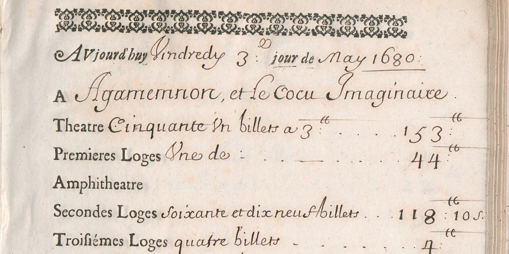 « Registre pour la troupe du Roy », le 3 mai 1680