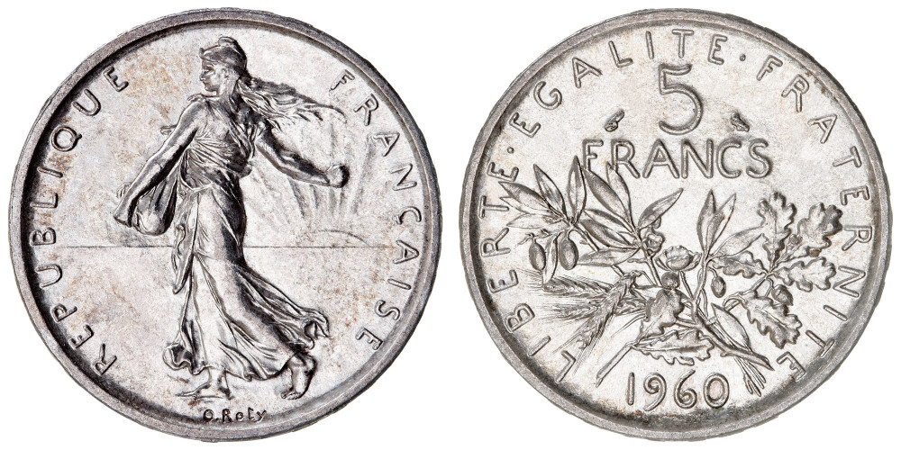 Pièce de 5 francs de 1960, type Semeuse