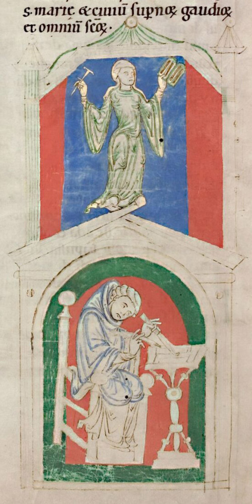 Hildegarde de Bingen et son scribe, le moine Volmar de Disibodenberg