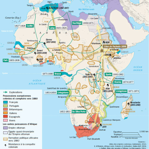 Colonisation et exploration en Afrique vers 1880