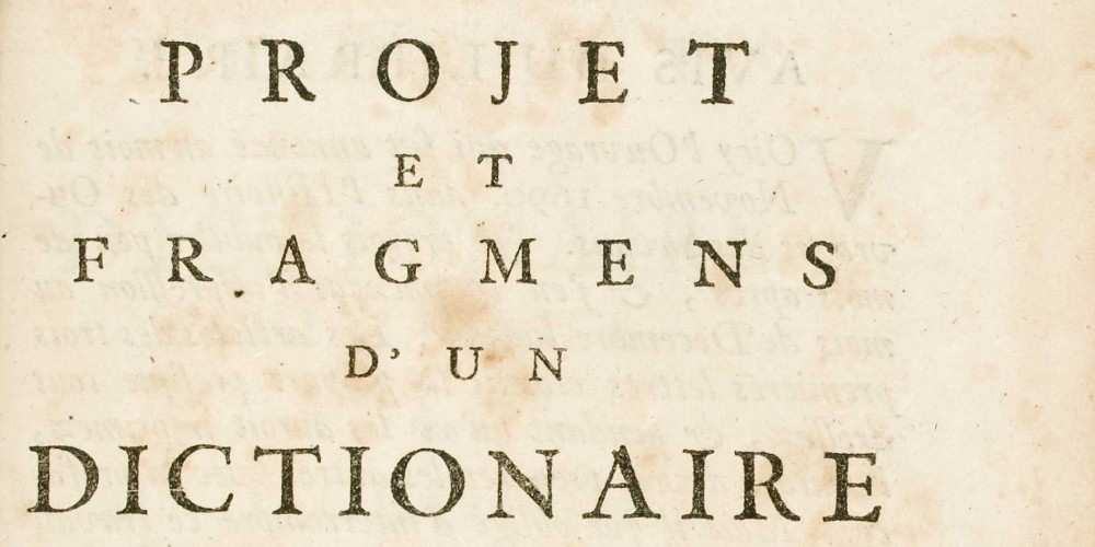 Projet et fragments d’un Dictionnaire critique