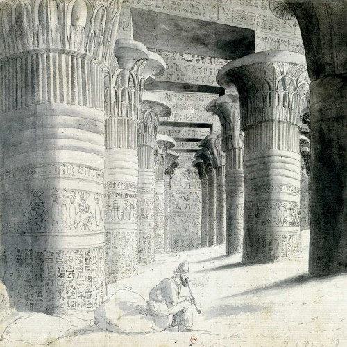 Dans un temple égyptien partiellement ensablé