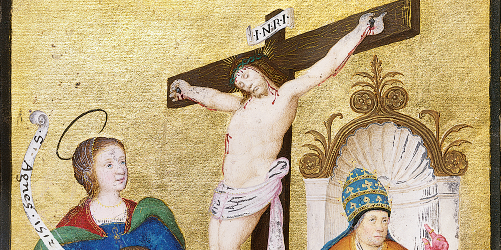 Sainte Agnès présentant le Christ en croix au duc de Valois