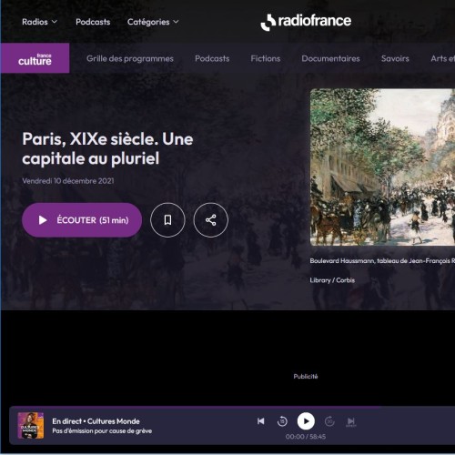France culture : Paris, XIXe siècle. Une capitale au pluriel