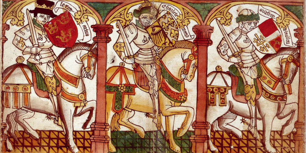 Les Neuf Preux : Arthur, Charlemagne et Godefroy de Bouillon