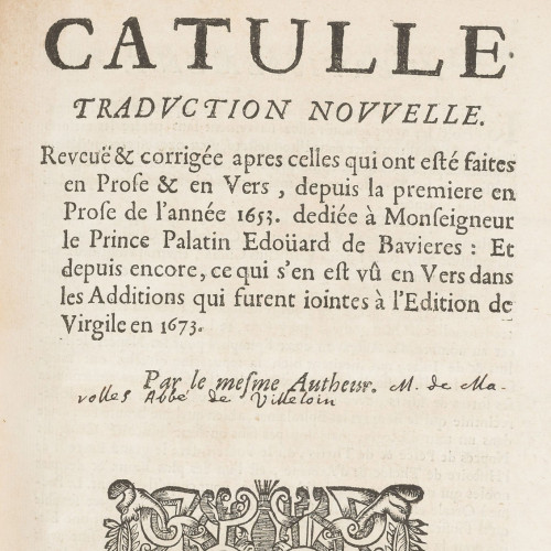 Michel de Marolles (trad.), Catulle, Paris : Jacques Langlois, 1676.