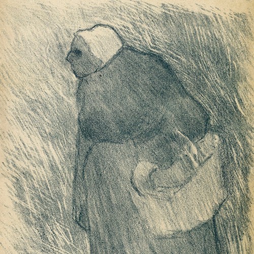 Vieille femme portant un panier