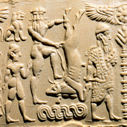 Sceau-cylindre, Gilgamesh domptant un taureau
