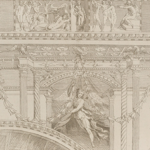 Détail des reliefs en stuc décorant le Colisée de Rome