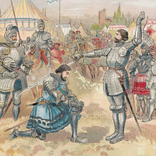 François Ier adoubé par Bayard sur le champ de bataille de Marignan