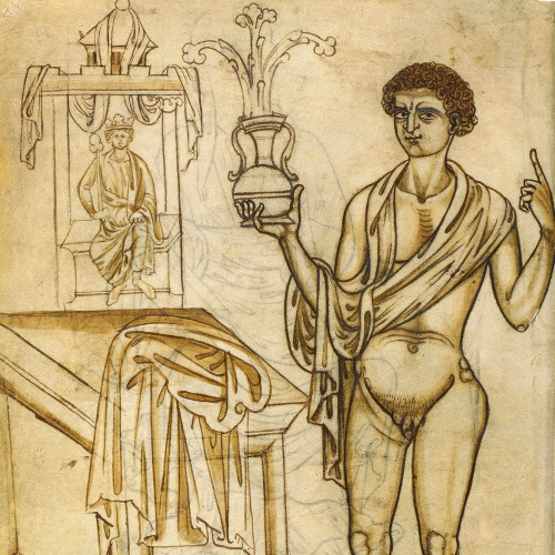 Figure de style antique portant un vase - Tableau représentant un roi