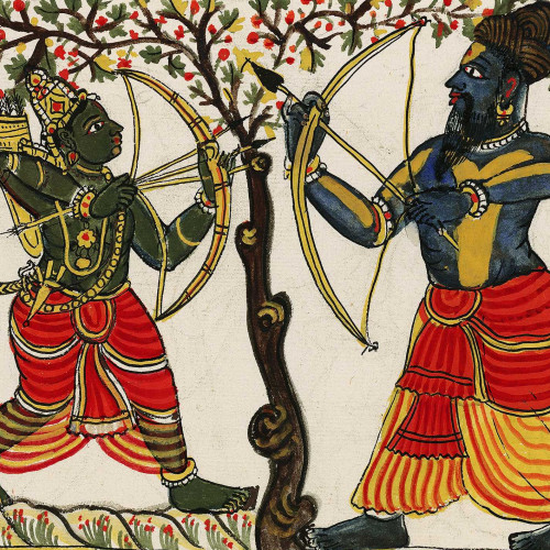 Vishvamitra enseigne le maniement des armes à Rama et Lakshmana