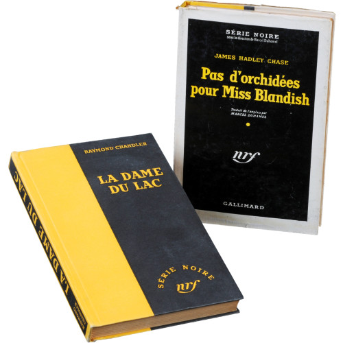 Coll. « Série noire » : Couvertures de Raymond Chandler, La Dame du Lac et James H. Chase, Pas d’orchidées pour Miss Blandish