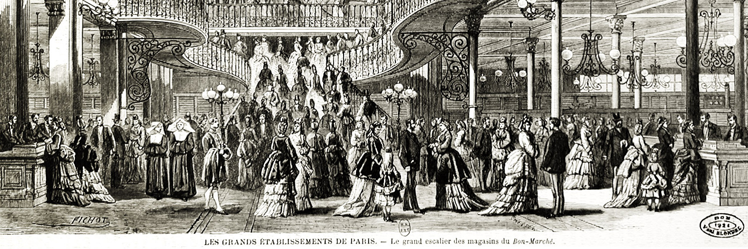 Le hall et le grand escalier des magasins du Bon Marché