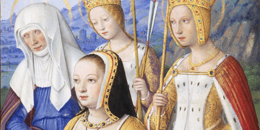 Anne de Bretagne priant, entourée de sainte Anne, de sainte Marguerite et de sainte Ursule