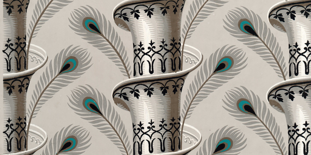Papier peint : inspiration égyptienne avec plumes de paon