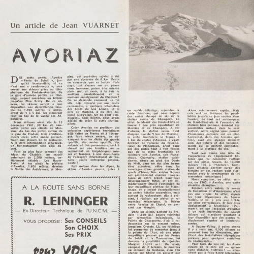 Article de Jean Vuarnet au sujet d'Avoriaz