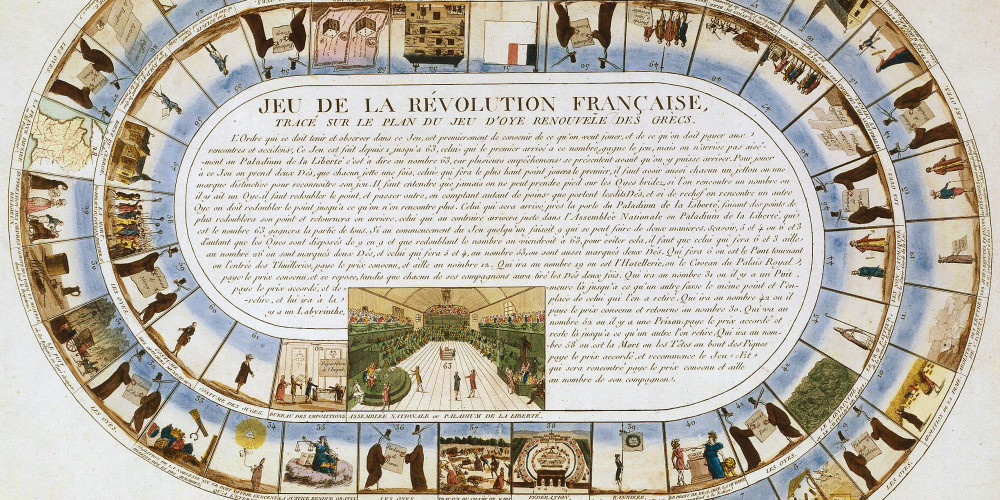 Jeu de l'oie "Jeu de la Révolution Française... Assemblée Nationale ou Palladium de la Liberté"