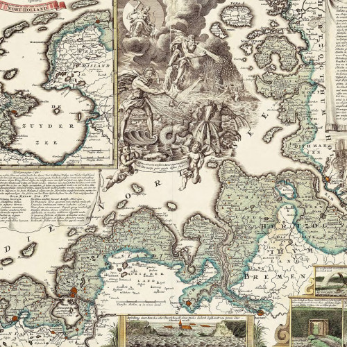 Carte de la partie du Zuiderzee envahie par la mer lors de la catastrophe du 25 décembre 1717