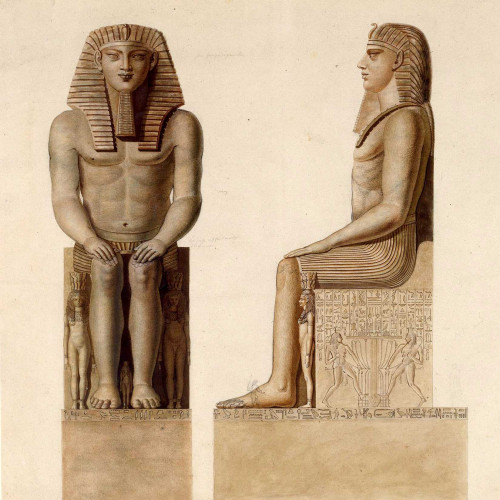 Thèbes, les colosses de Memnon, statue du colosse du sud